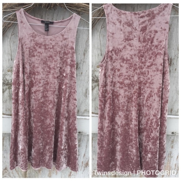 Forever 21 Dresses & Skirts - Dusty Rose Crushed Velvet Swing Dress Small